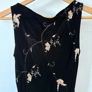 Velvet Black Floral Embroidered Dress